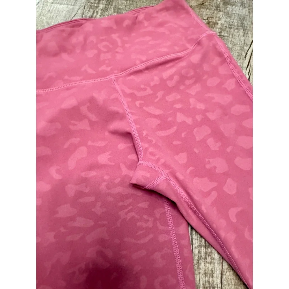 Urban Daizy Womens Pink Leopard Print High Waisted Leggings Small